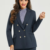 Double Breasted Blazer | Stretch Ponte (Navy)