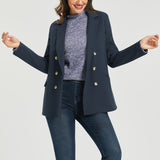 Double Breasted Blazer | Stretch Ponte (Navy)