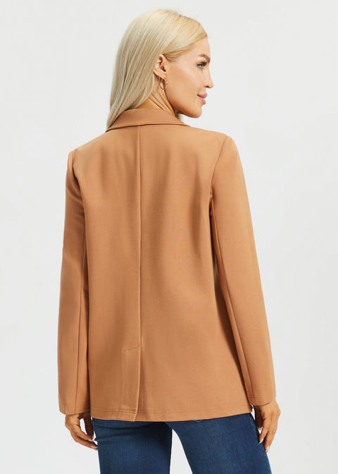 Double Breasted Blazer | Stretch Ponte (Sandalwood)