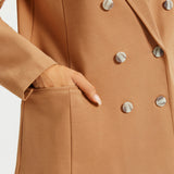 Double Breasted Blazer | Stretch Ponte (Sandalwood)