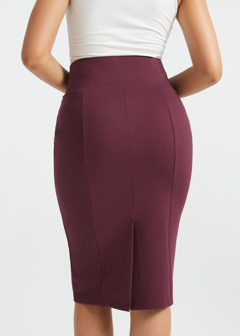Power Down Pencil Skirt | High Waist (Burgundy)