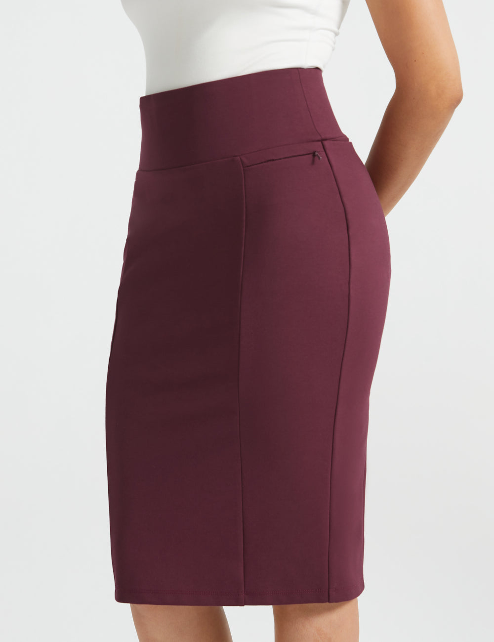 Power Down Pencil Skirt | High Waist (Burgundy)