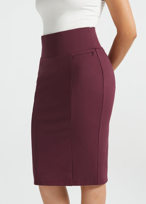 Power Down Pencil Skirt | High Waist (Burgundy)