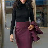 Power Down Pencil Skirt | High Waist (Burgundy)