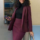 Power Down Pencil Skirt | High Waist (Burgundy)