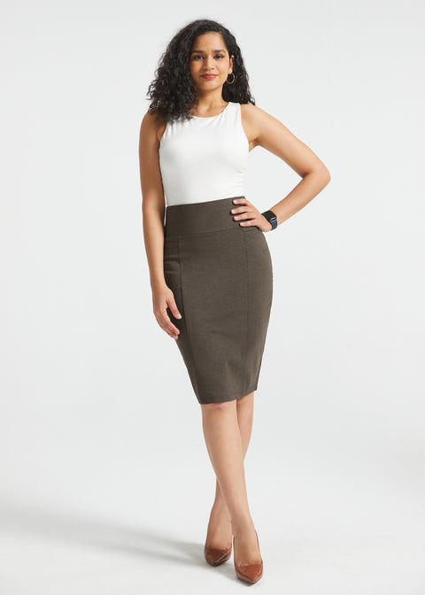 PRESALE ⏰ Power Down Pencil Skirt | High Waist (Heather Brown)