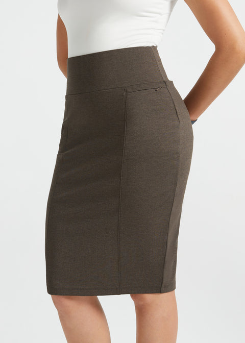 PRESALE ⏰ Power Down Pencil Skirt | High Waist (Heather Brown)
