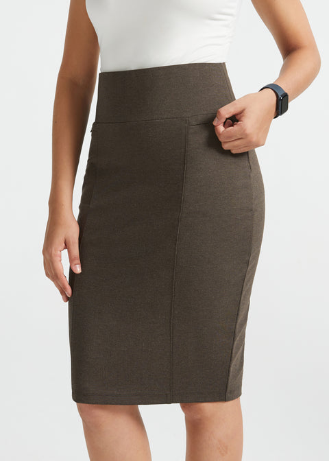 PRESALE ⏰ Power Down Pencil Skirt | High Waist (Heather Brown)