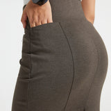 PRESALE ⏰ Power Down Pencil Skirt | High Waist (Heather Brown)