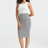 Power Down Pencil Skirt | High Waist (Black Ivory Catstooth)