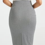 Power Down Pencil Skirt | High Waist (Black Ivory Catstooth)