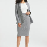 Power Down Pencil Skirt | High Waist (Black Ivory Catstooth)
