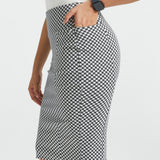 Power Down Pencil Skirt | High Waist (Black Ivory Catstooth)