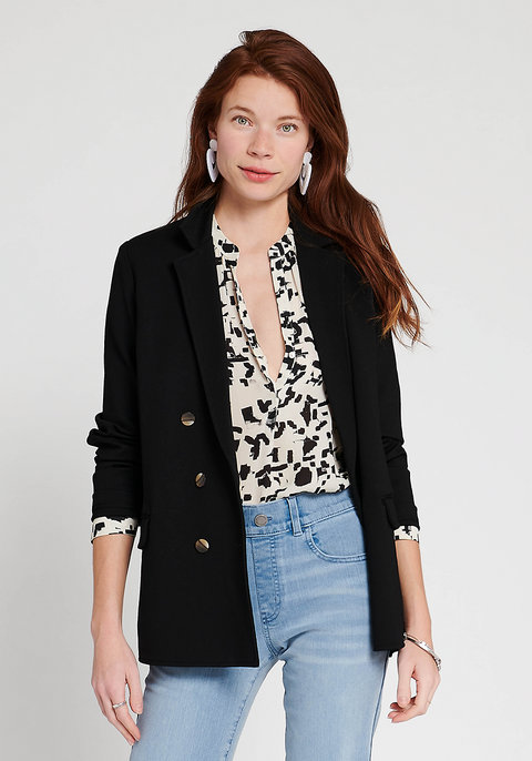 Double Breasted Blazer | Stretch Ponte (Black)
